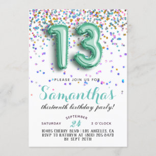 Convite de Confetti de Aniversário de 13