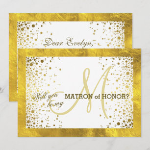 Convite de Confetti em Moldura Dourada Você Será M