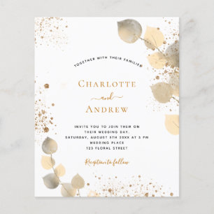 Convite de confiança de ouro eucalipto para casame