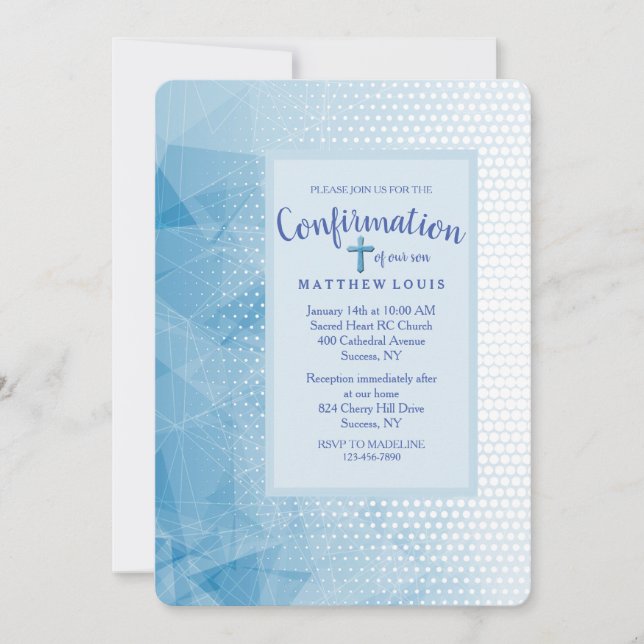 Convite de confirmação azul dedicado (Frente)