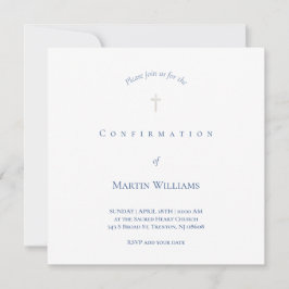 Convite de confirmação branco e azul