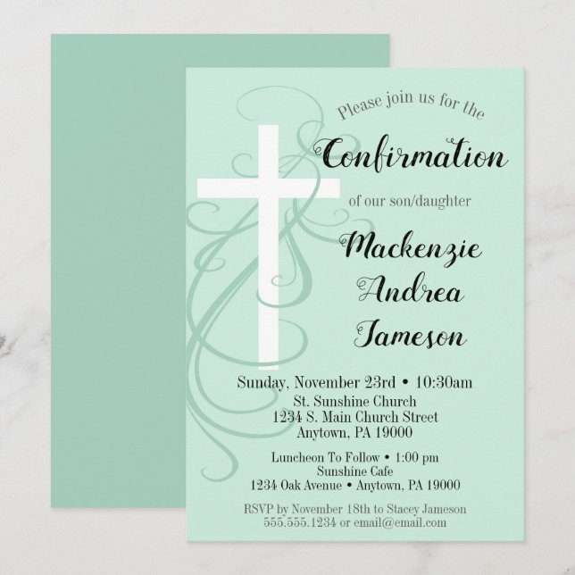 Convite de Confirmação Cruzada de Supressão Verde (Frente/Verso)