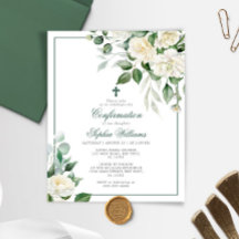 Convite de Confirmação de Branco Eucalyptus de Orç