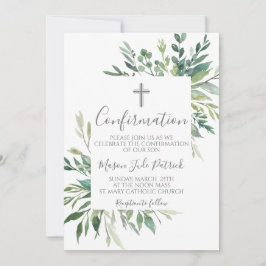 Convite de Confirmação de Moldura Verde