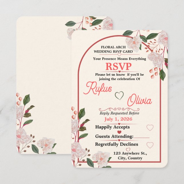 Convite de Confirmação de Presença para Casamento  (Frente/Verso)