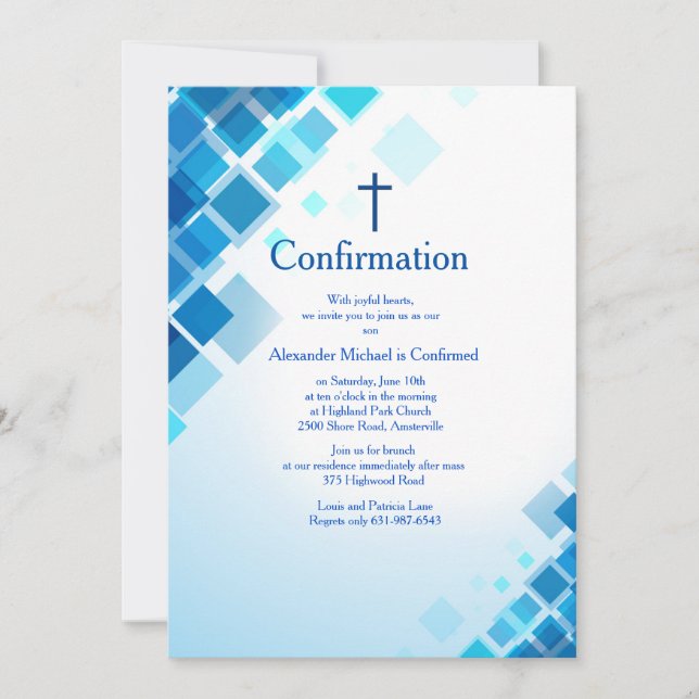 Convite de Confirmação de Quadrados Brilhantes (Frente)