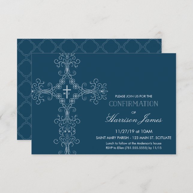Convite de Confirmação do Menino com Cruz, Iniciai (Frente/Verso)