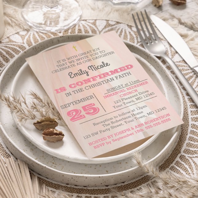 Convite de Confirmação Rosa Ballerina (Criador carregado)