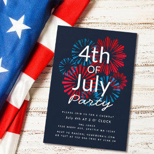 Convite de Cookout para Fireworks em 4 de julho