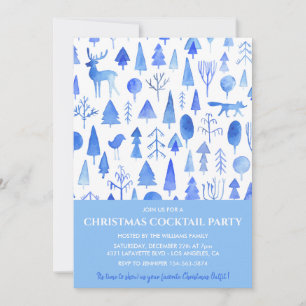 convite de Coquetel de Natal Belas Aquarelas