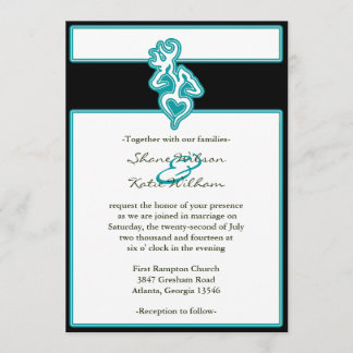 Convite de Cor de Contorno Personalizada Turquesa