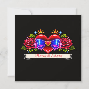 convite de coração em estilo de tatuagem néon Amor