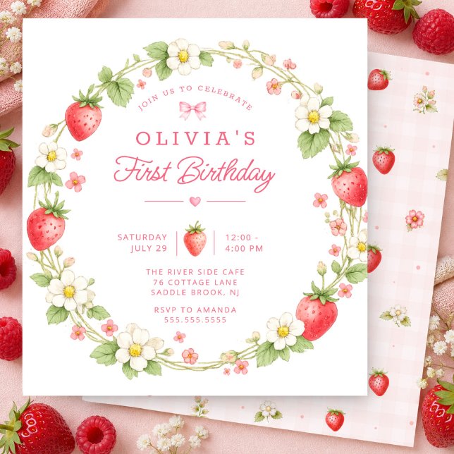 Convite de Coroa de Aniversário de Um Ano Berry (Criador carregado)