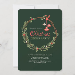 Convite de Coroa de Natal com Enfeites