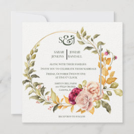 Convite de Coroa Floral Bonita (dourado)