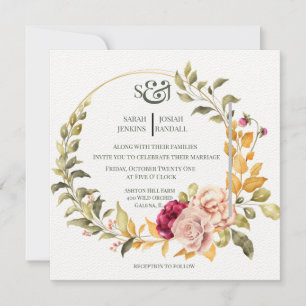 Convite de Coroa Floral Bonita (dourado)