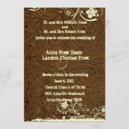 Convite de couro escuro do casamento do laço de