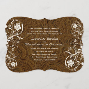 Convite de couro rústico extravagante do casament