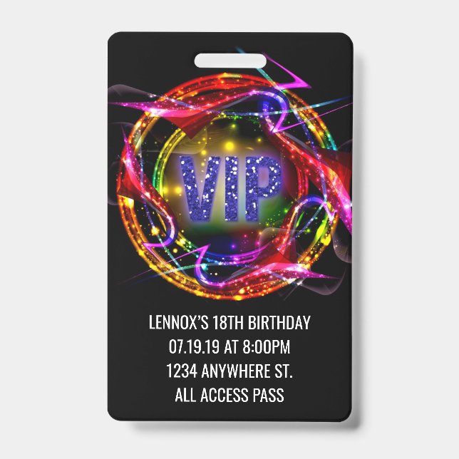 Convite de Crachá de Passagem VIP de Aniversário (Frente)