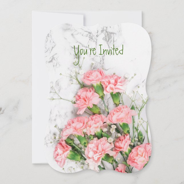 Convite de Cravo de Jardim de Flores de Aniversári (Frente)