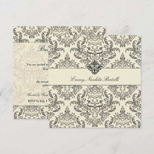 convite de creme do damasco de 311-Metallic Emmy (Frente/Verso)