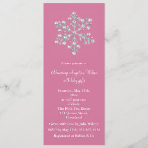 Convite de cristal do chá de fraldas do floco de