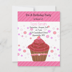 Convite de Cupcake de Veludo Vermelho