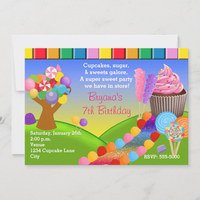 Convite de Cupcakes Doces Terra dos Doces (Frente)