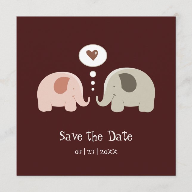 Convite de Cute Elephants - Salve a Data (Frente)