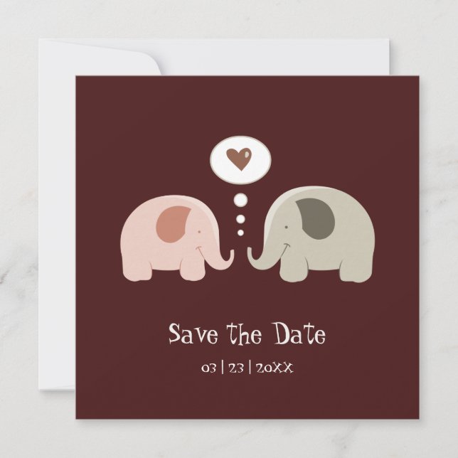 Convite de Cute Elephants - Salve a Data (Frente)