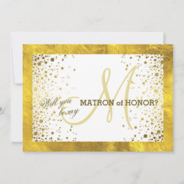 Convite de Dama de Honra Confetes com Moldura Dour