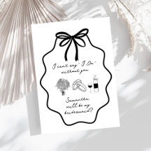 Convite de Dama de Honra Floral com Laço Desenhado