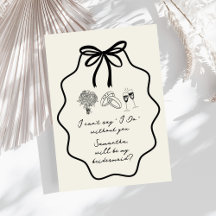 Convite de Dama de Honra Floral com Laço Desenhado