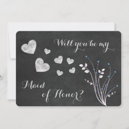 Convite de Dama de Honra Floral com Miçangas em Qu