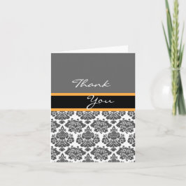 convite de damasco preto, cartão de agradecimento