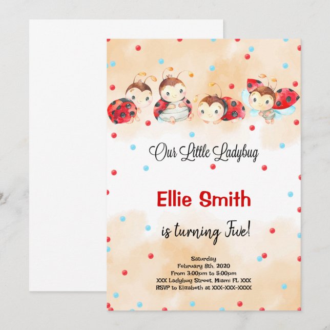 Convite de Damybug Birthday (Frente/Verso)