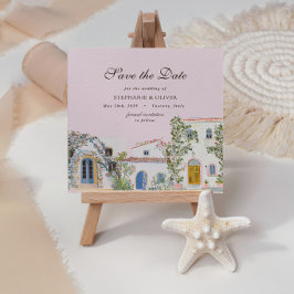 Convite de Data de Casamento Aquarela Pastel Medit