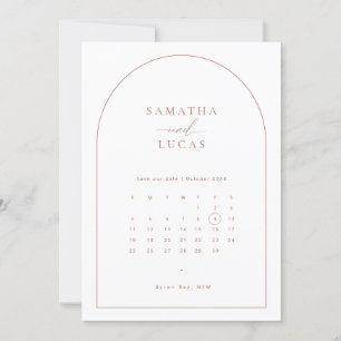 Convite de data de casamento em calendário de arco