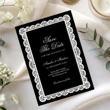 Convite de data de casamento em script Old Money p