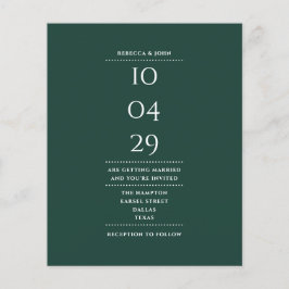 Convite de Data de Casamento Esmeralda Verde Econô