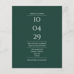 Convite de Data de Casamento Esmeralda Verde Econô