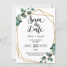 Convite de Data de Casamento Fuga Verde