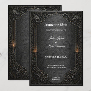 Convite de data de casamento GOT Gothic Dark
