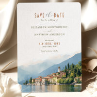 Convite de data de casamento no Lago de Como Itáli