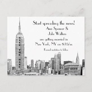 Convite de Data de NYC Skyline Etched 01B