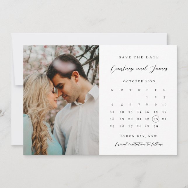 Convite de data de reserva de foto de calendário m (Frente)