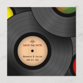 Convite de data de salva retro de discos de vinil