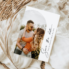 Convite de data de salvamento de foto de arco mode