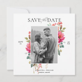 Convite de Data de Salvamento Floral em Aquarela