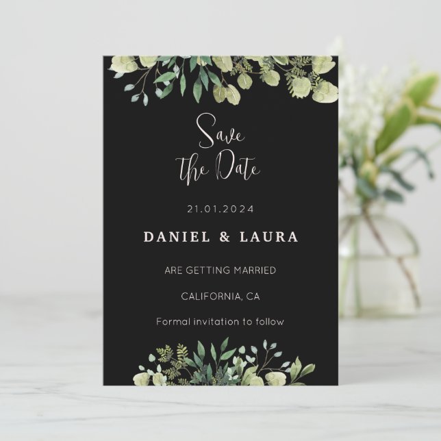 Convite de Data de Todos Pretos (Em pé/Frente)